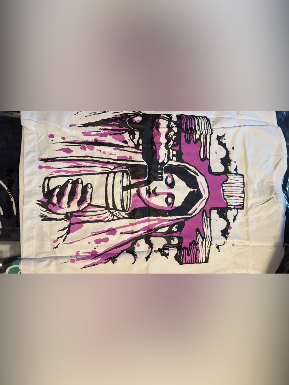 Cotton On White Tee with Pink and Black Graphic Print